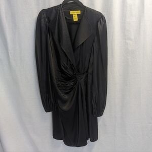 Catherine Malandrino 100% Silk Black Wrap Dress Size 10